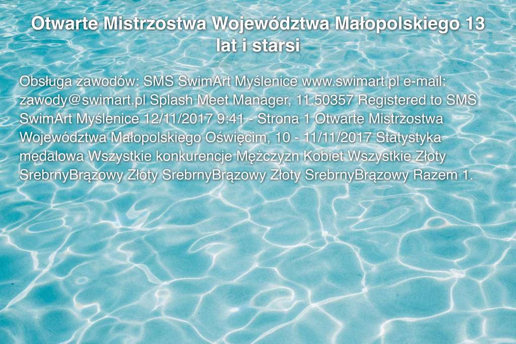 Otwarte Mistrzostwa Województwa Małopolskiego 13 lat i starsi