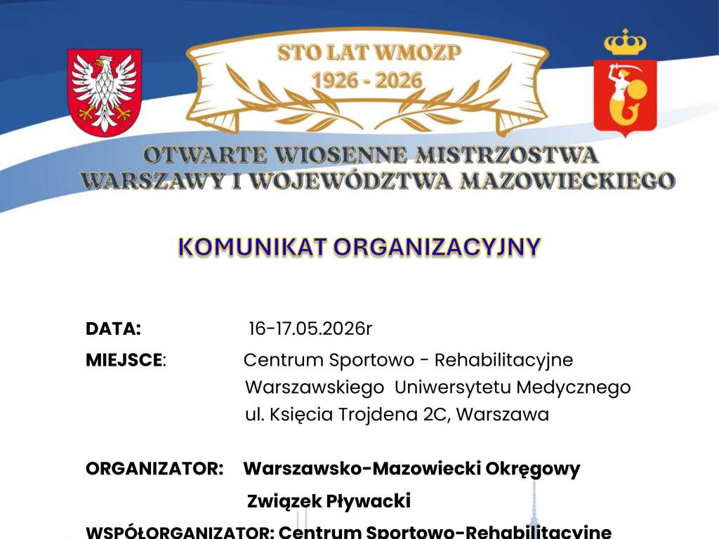 Otwarte Wiosenne Mistrzostwa Warszawy i Województwa Mazowieckiego w Pływaniu