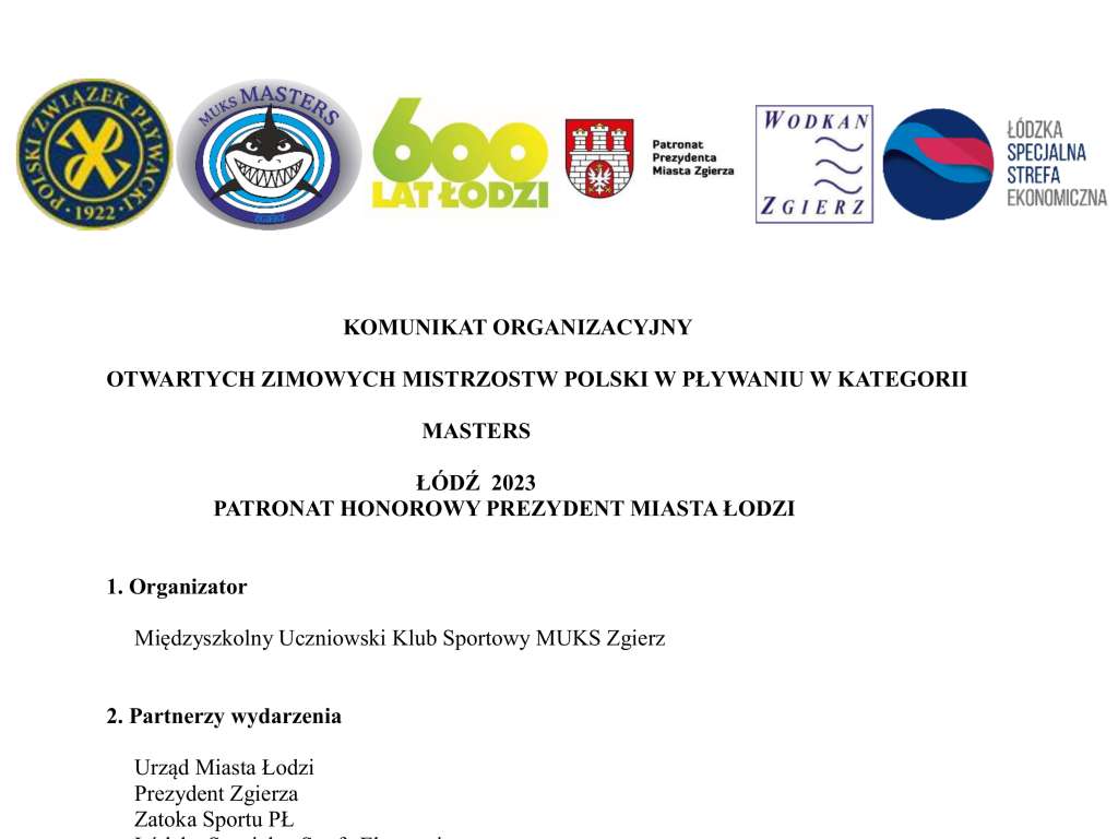 Otwarte Zimowe Mistrzostwa Polski w pływaniu w kategorii Masters