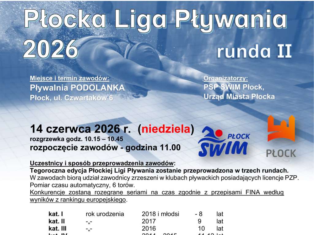Płocka Liga Pływania 2026 - runda II