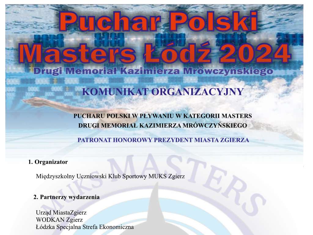 Puchar Polski w pływaniu w kategorii Masters. Drugi Memoriał Kazimierza Mrówczyńskiego