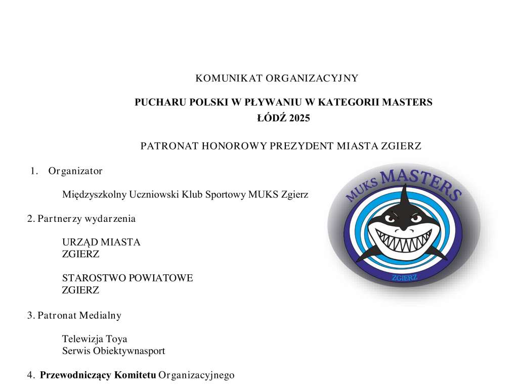 Puchar Polski w Pływaniu w Kategorii Masters