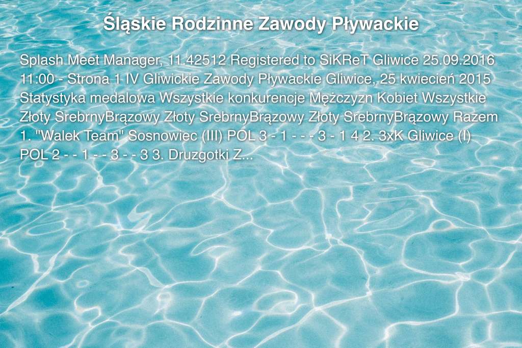 Śląskie Rodzinne Zawody Pływackie