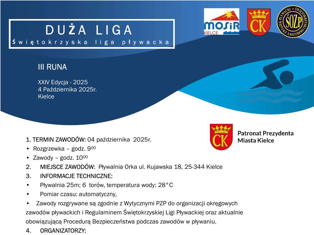 ŚWIĘTOKRZYSKA DUŻA LIGA PŁYWACKA III RUNDA 2025 r.