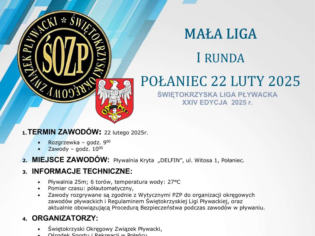 Świętokrzyska Liga Pływacka – 1 runda Małej Ligi