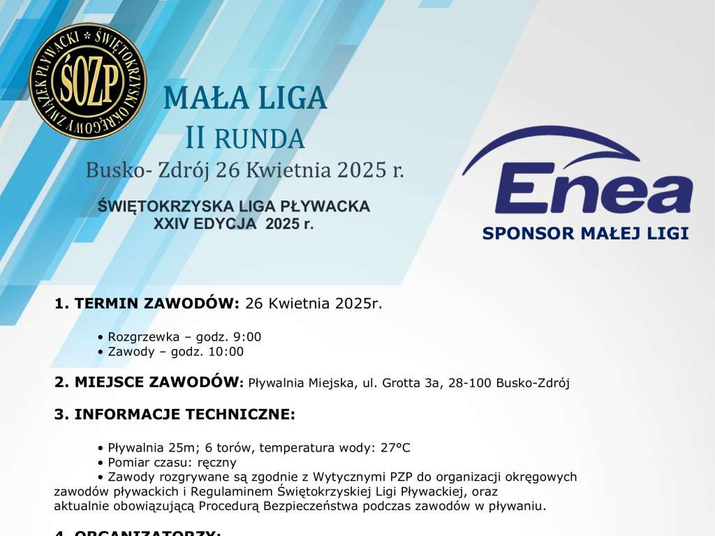 Świętokrzyska Liga Pływacka – 2 runda Małej Ligi