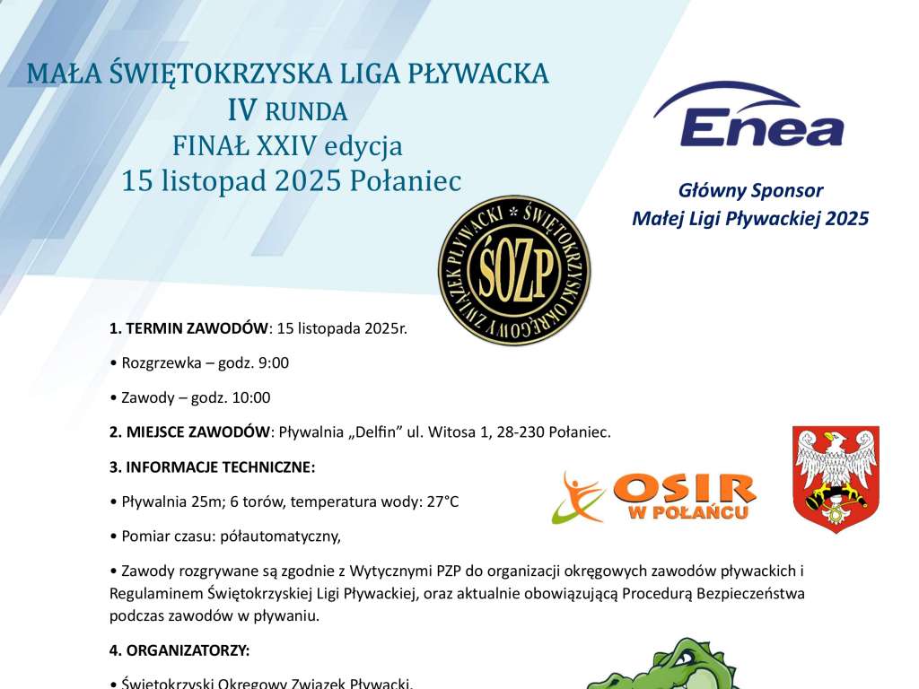 Świętokrzyska Liga Pływacka – 4 runda Małej Ligi