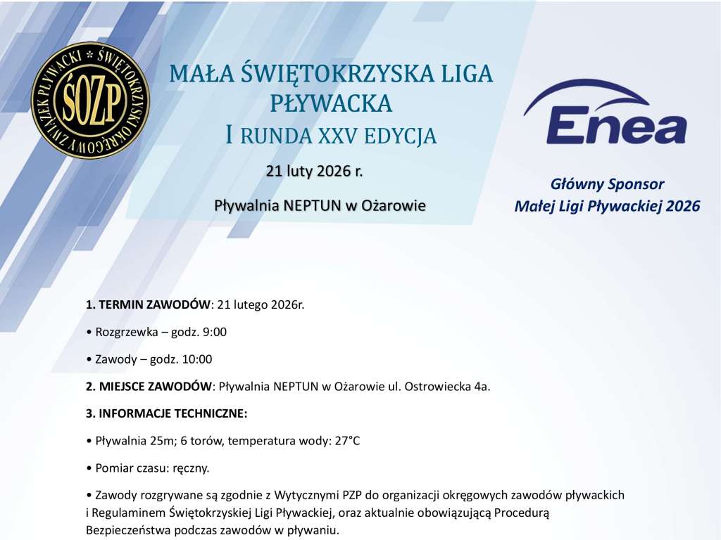 Świętokrzyska Liga Pływacka – I runda Małej Ligi