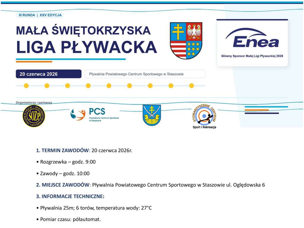 Świętokrzyska Liga Pływacka – III runda Małej Ligi