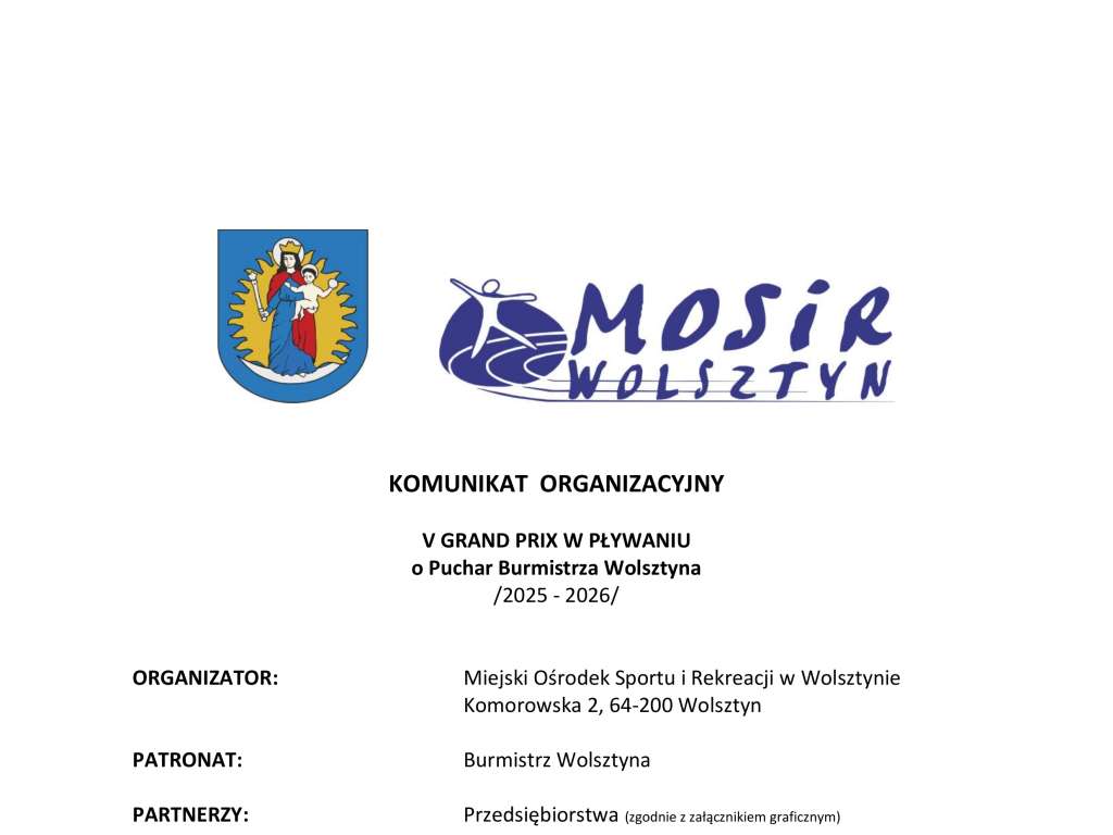 V Grand Prix w pływaniu o Puchar Burmistrza Wolsztyna 2025/2026 III Runda
