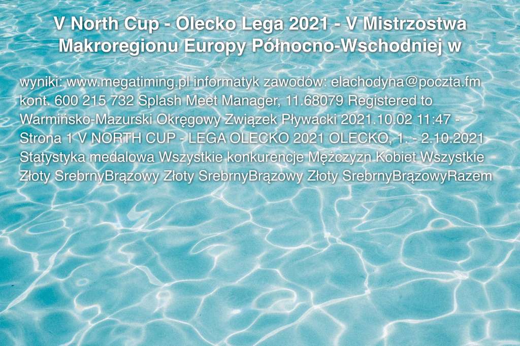 V North Cup - Olecko Lega 2021 - V Mistrzostwa Makroregionu Europy Północno-Wschodniej w pływaniu w płetwach