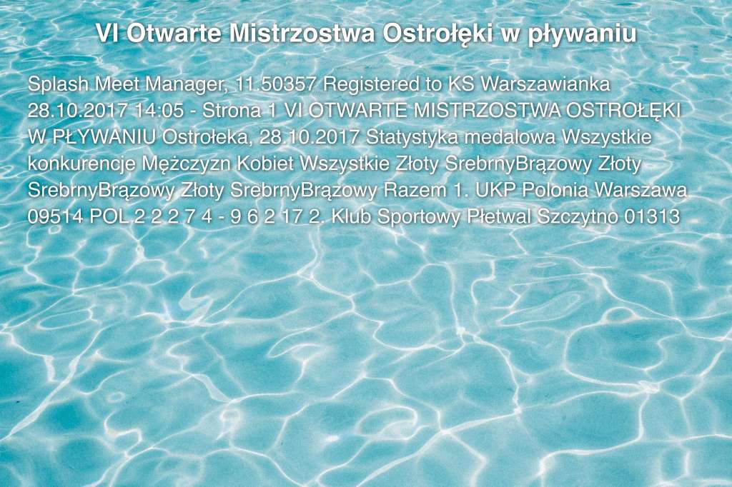 VI Otwarte Mistrzostwa Ostrołęki w pływaniu