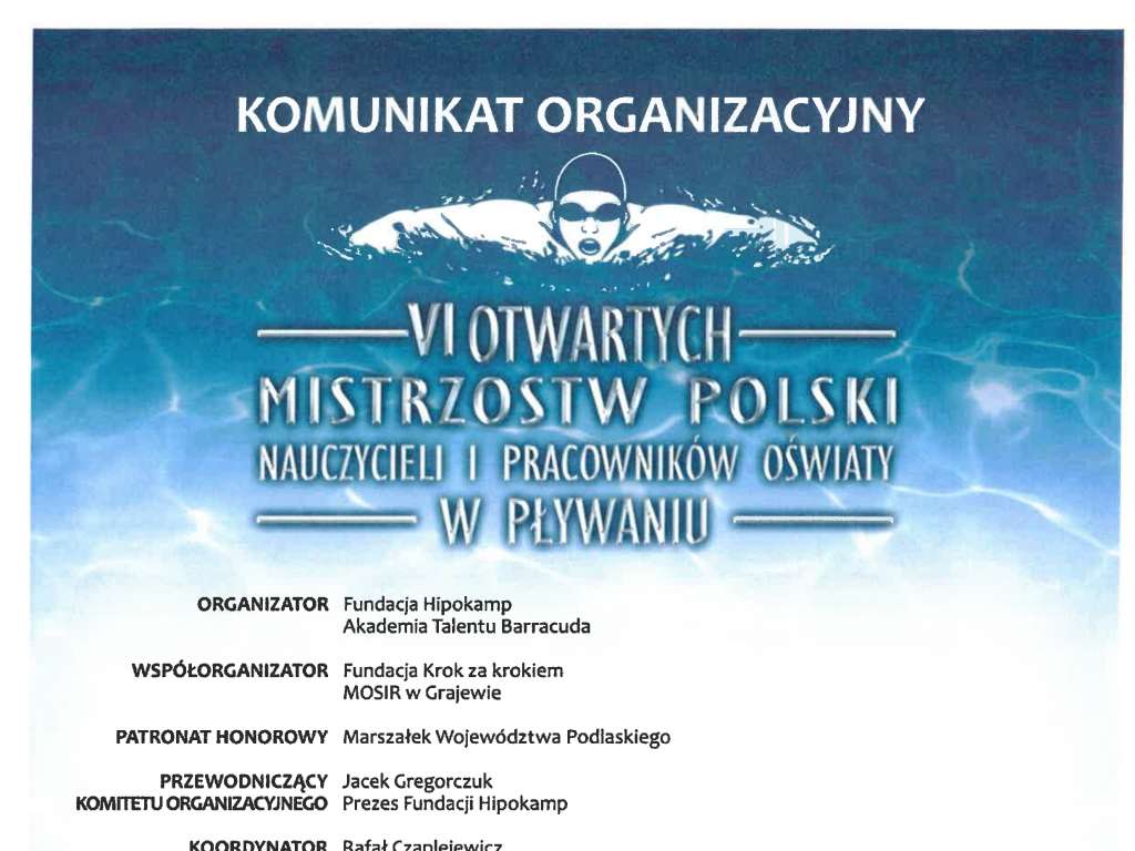VI Otwarte Mistrzostwa Polski Nauczycieli i Pracowników Oświaty w Pływaniu