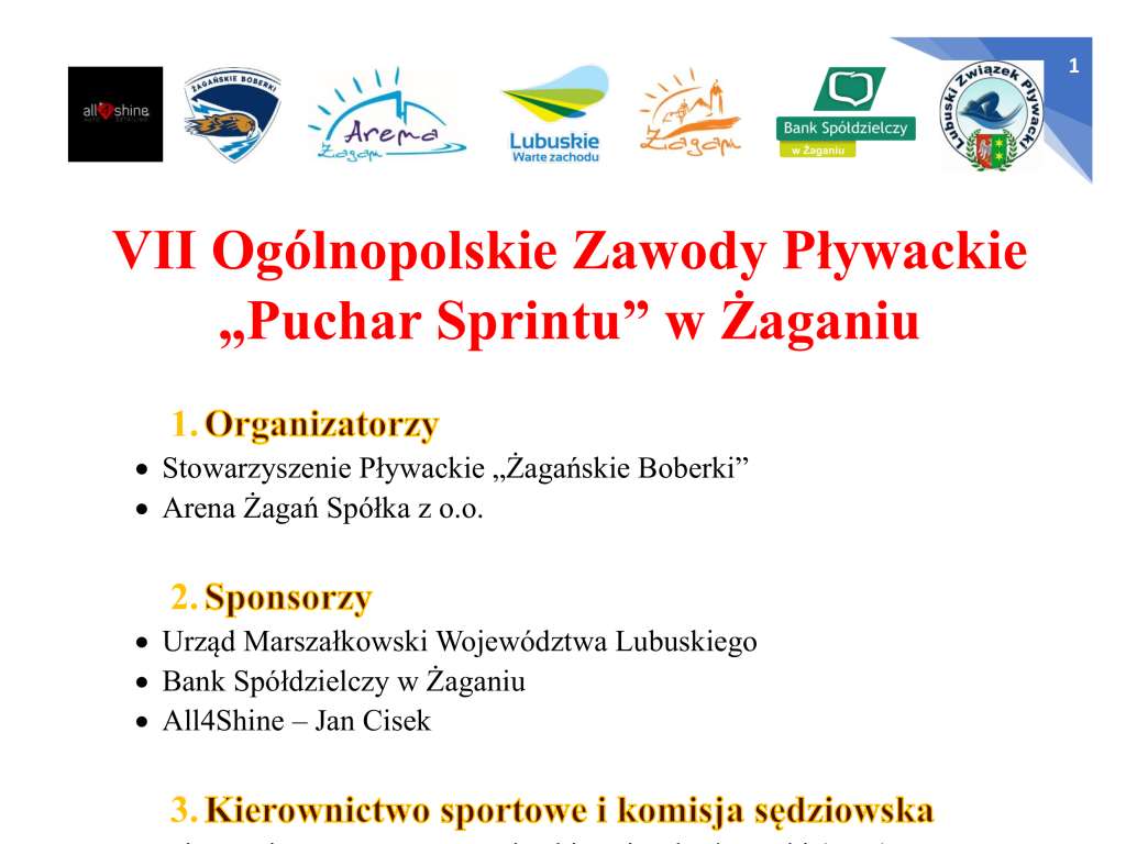VII Ogólnopolskie Zawody Pływackie Puchar Sprintu w Żaganiu