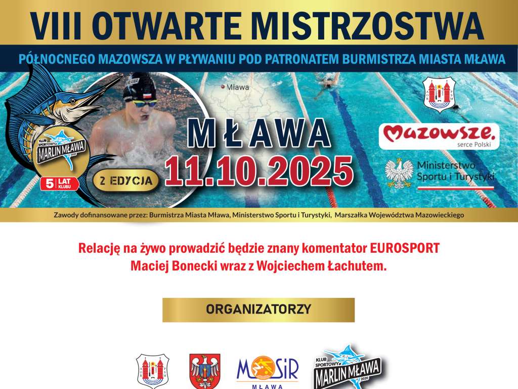 VIII Otwarte Mistrzostwa Północnego Mazowsza w pływaniu pod patronatem Burmistrza Miasta Mławy