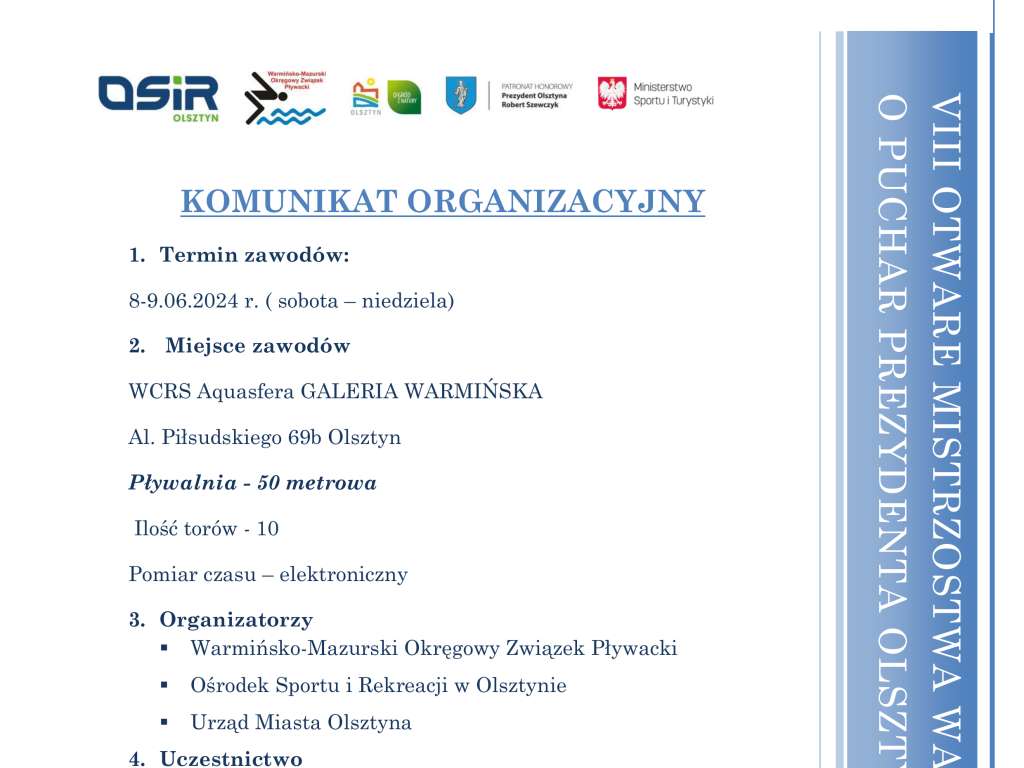 VIII Otwarte Mistrzostwa Warmii i Mazur o Puchar Prezydenta Olsztyna