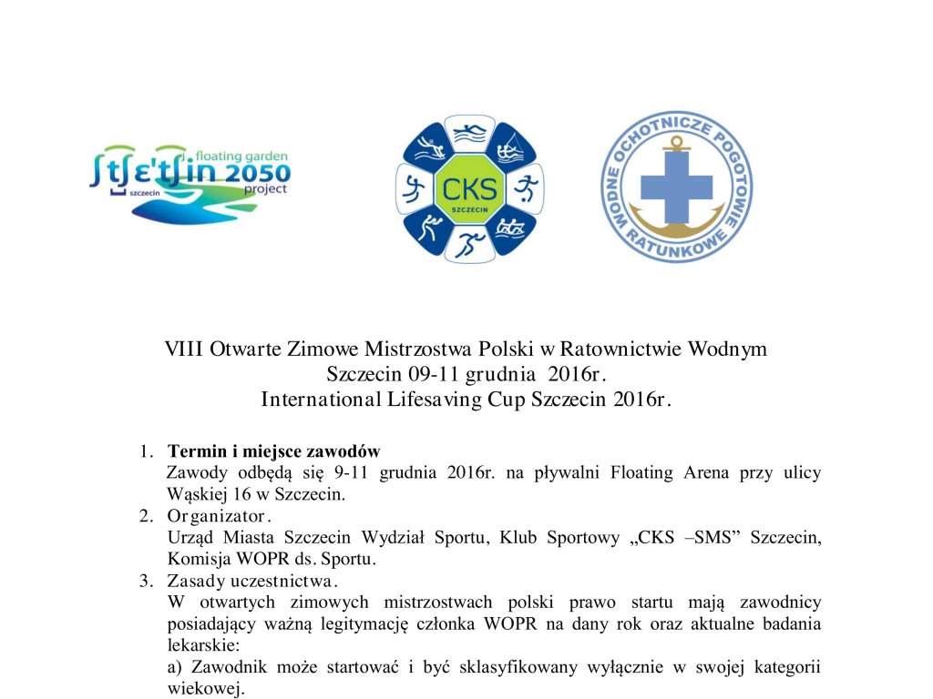 VIII Otwarte Zimowe Mistrzostwa Polski w Ratownictwie Wodnym