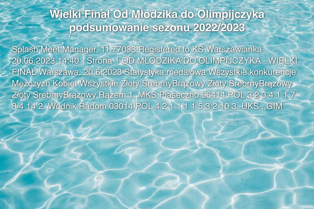 Wielki Finał Od Młodzika do Olimpijczyka podsumowanie sezonu 2022/2023