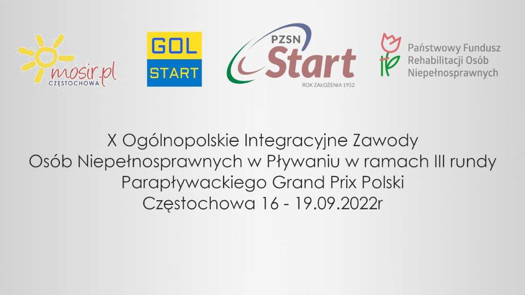 X Ogólnopolskie Integracyjne Zawody,Osób Niepełnosprawnych w Pływaniu w ramach III rundy Parapływackiego Grand Prix Polski