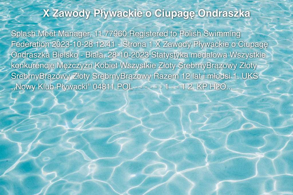 X Zawody Pływackie o Ciupagę Ondraszka