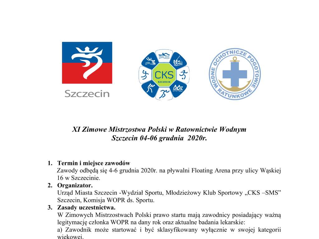 XI Zimowe Mistrzostwa Polski w Ratownictwie Wodnym