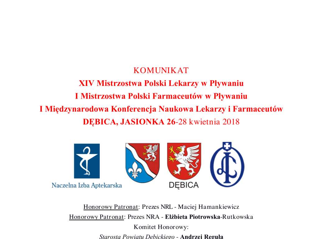 XIV Mistrzostwa Polski Lekarzy w pływaniu I Mistrzostwa Polski Farmaceutów w pływaniu