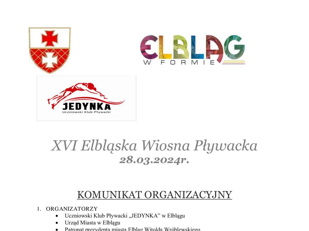 XVI Elbląska Wiosna Pływacka