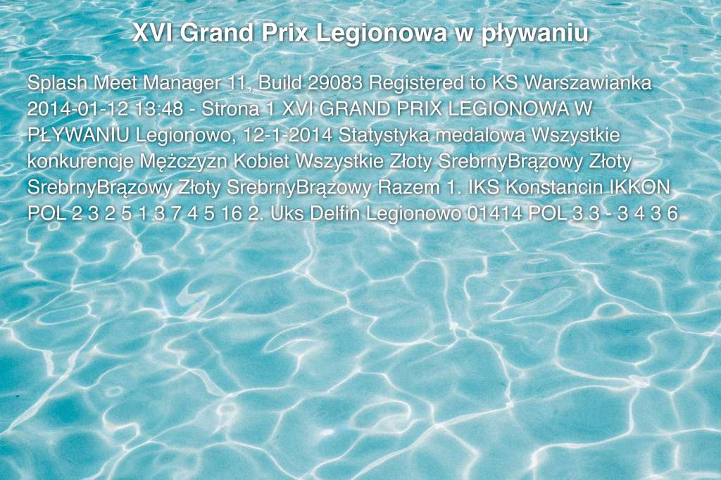 XVI Grand Prix Legionowa w pływaniu