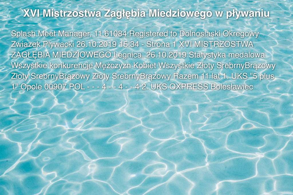 XVI Mistrzostwa Zagłębia Miedziowego w pływaniu