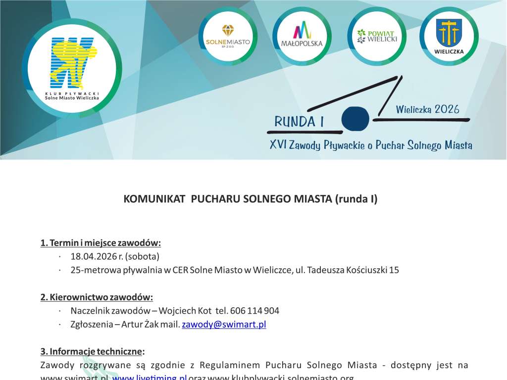 XVI Zawody Pływackie o Puchar Solnego Miasta