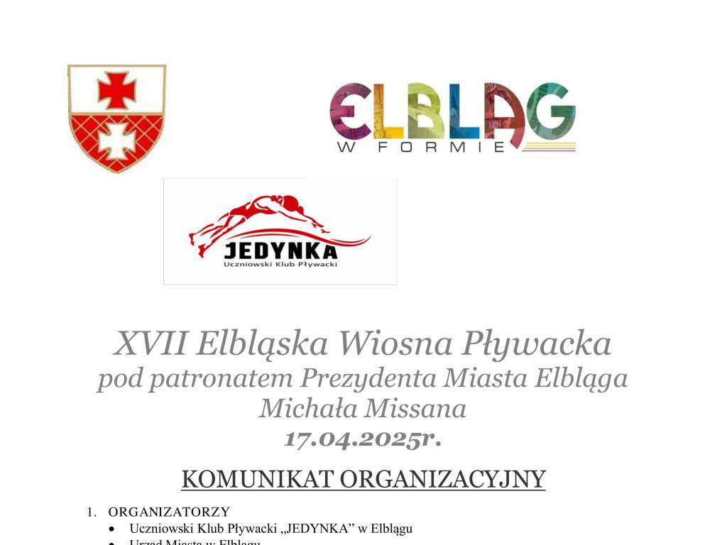 XVII Elbląska Wiosna Pływacka