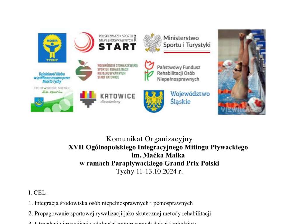 XVII Ogólnopolski Integracyjny Miting Pływacki im. Maćka Maika w ramach Parapływackiego Grand Prix Polski