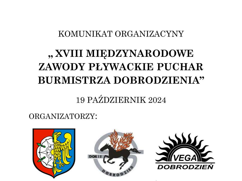 XVIII Międzynarodowe Zawody Pływackie Puchar Burmistrza Dobrodzienia