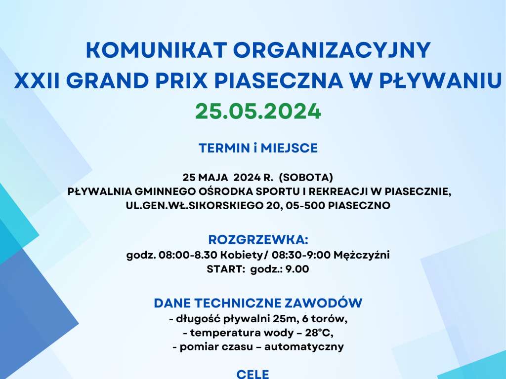 XXII Grand Prix Piaseczna w pływaniu