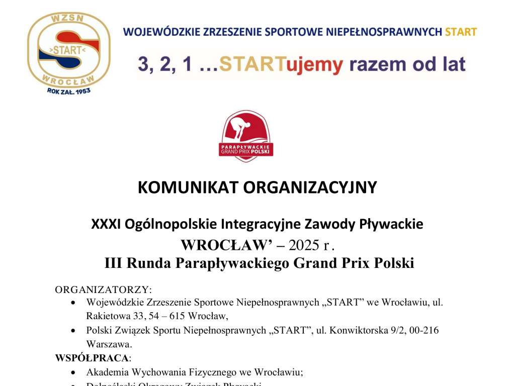 XXXI Ogólnopolskie Integracyjne Zawody Pływackie, III Runda Parapływackiego Grand Prix Polski