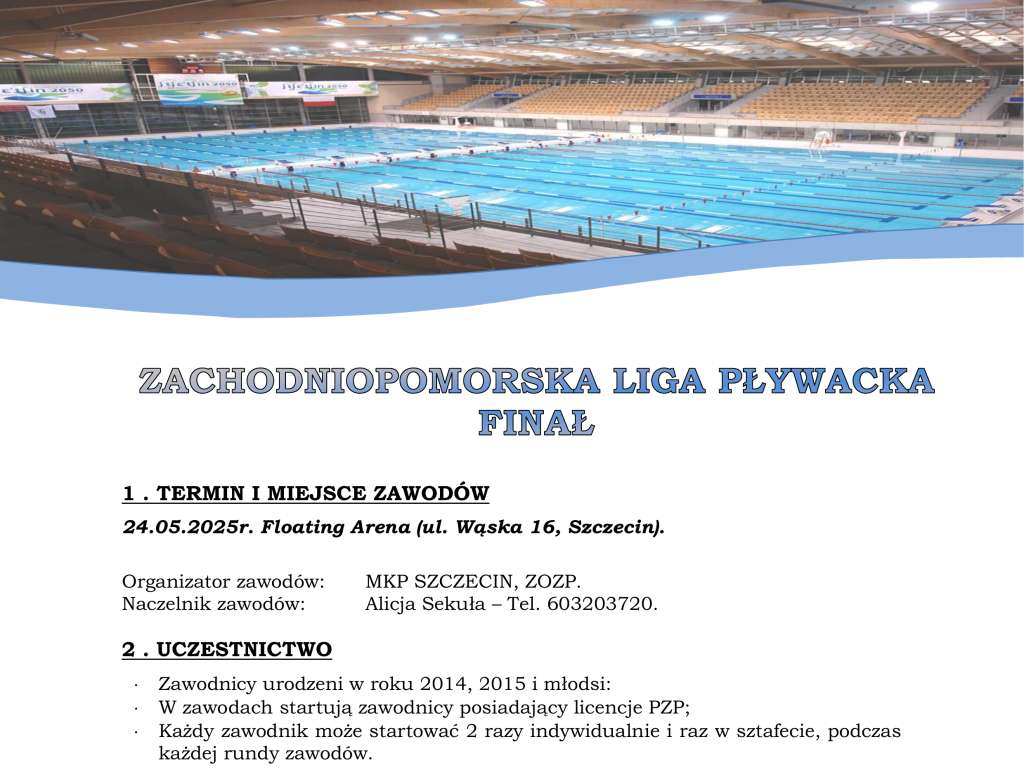Zachodniopomorska Liga Pływacka 2024/2025 Finał