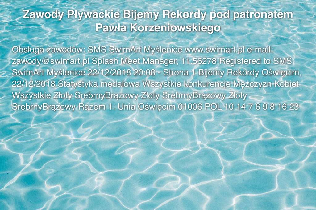 Zawody Pływackie Bijemy Rekordy pod patronatem Pawła Korzeniowskiego