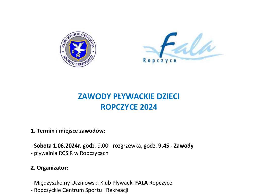 Zawody Pływackie Dzieci - Ropczyce 2024