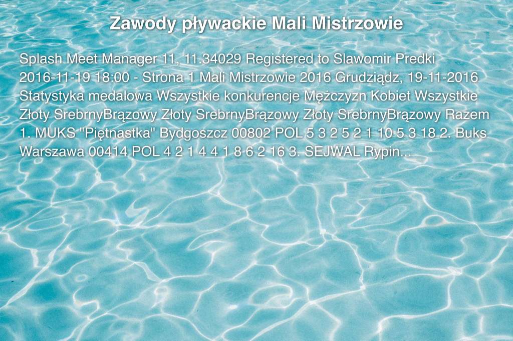 Zawody pływackie Mali Mistrzowie