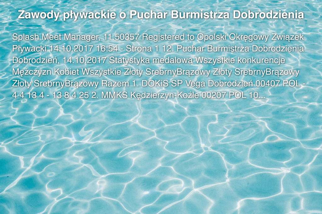 Zawody pływackie o Puchar Burmistrza Dobrodzienia