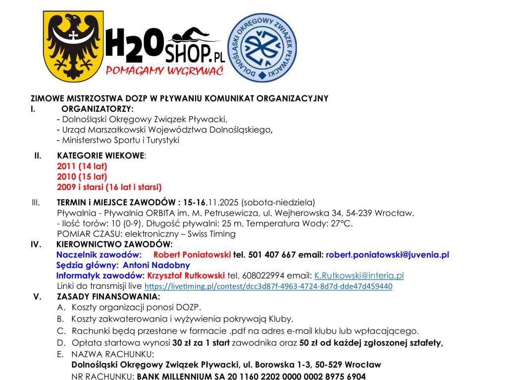 Zimowe Mistrzostwa Dolnego Śląska 14 latków i starszych Wrocław 2025