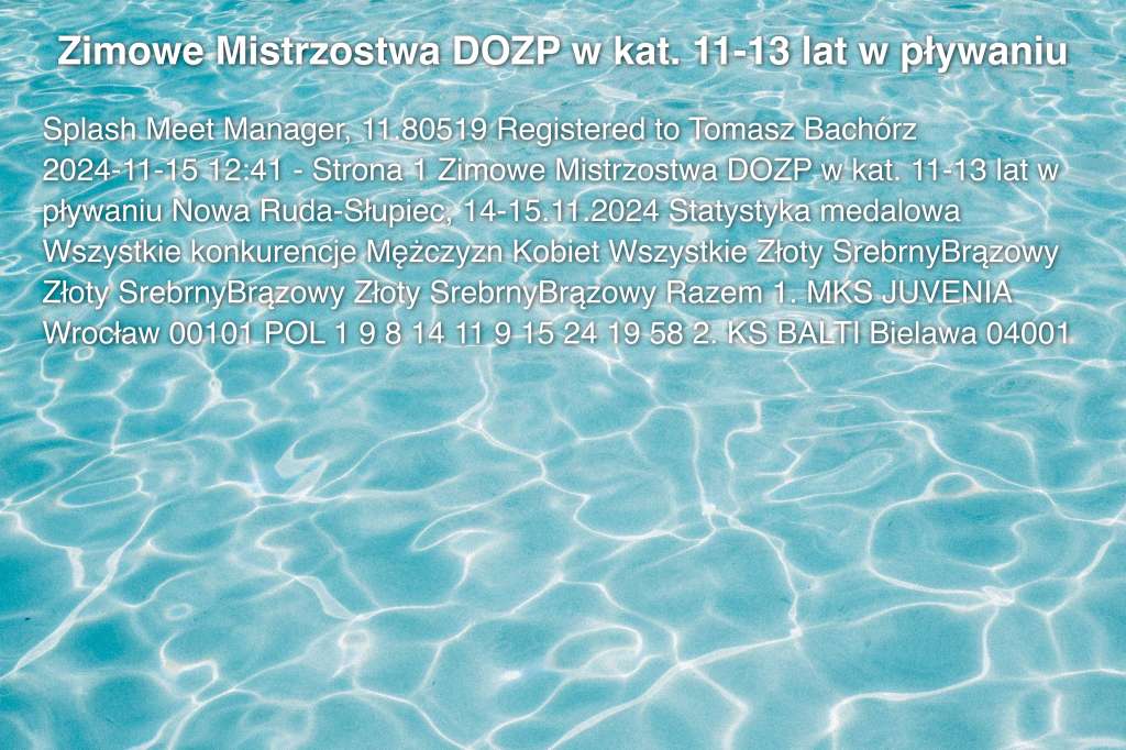 Zimowe Mistrzostwa DOZP w kat. 11-13 lat w pływaniu