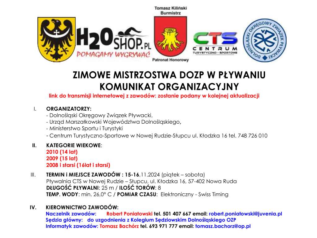 Zimowe Mistrzostwa DOZP w kat. 14 lat i starsi w pływaniu
