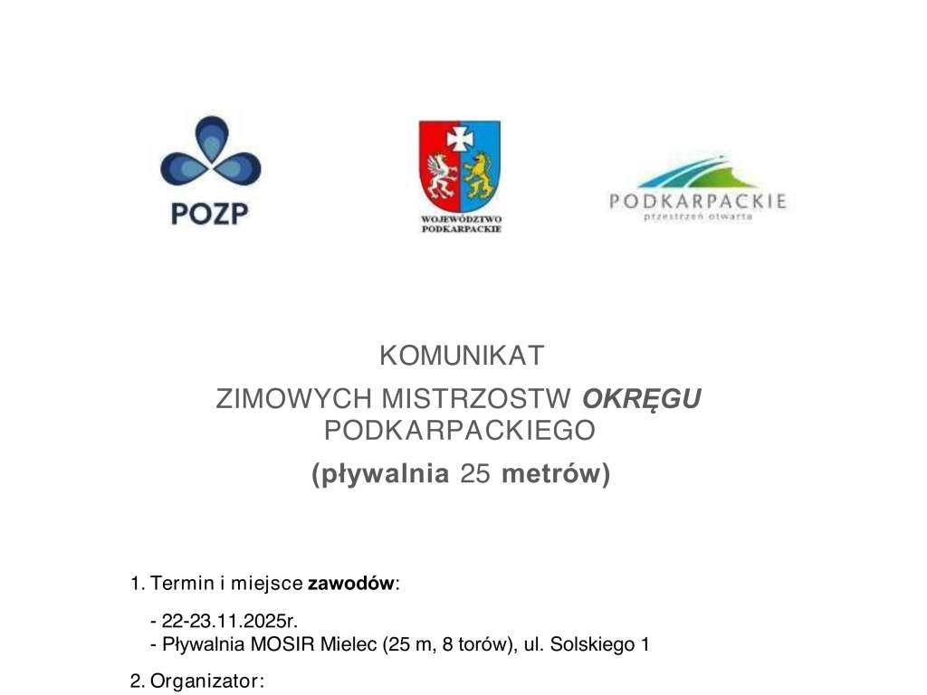 Zimowe Mistrzostwa Okręgu Podkarpackiego 2025 w pływaniu