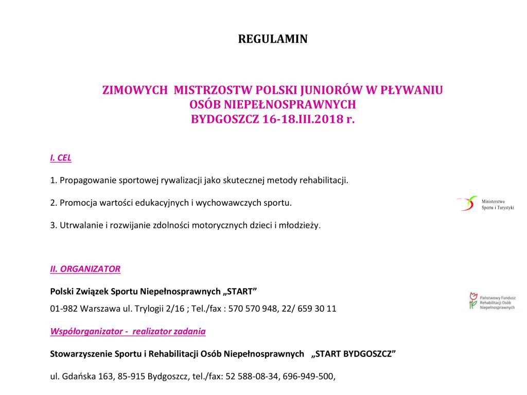 Zimowe Mistrzostwa Polski Juniorów w Pływaniu Osób Niepełnosprawnych