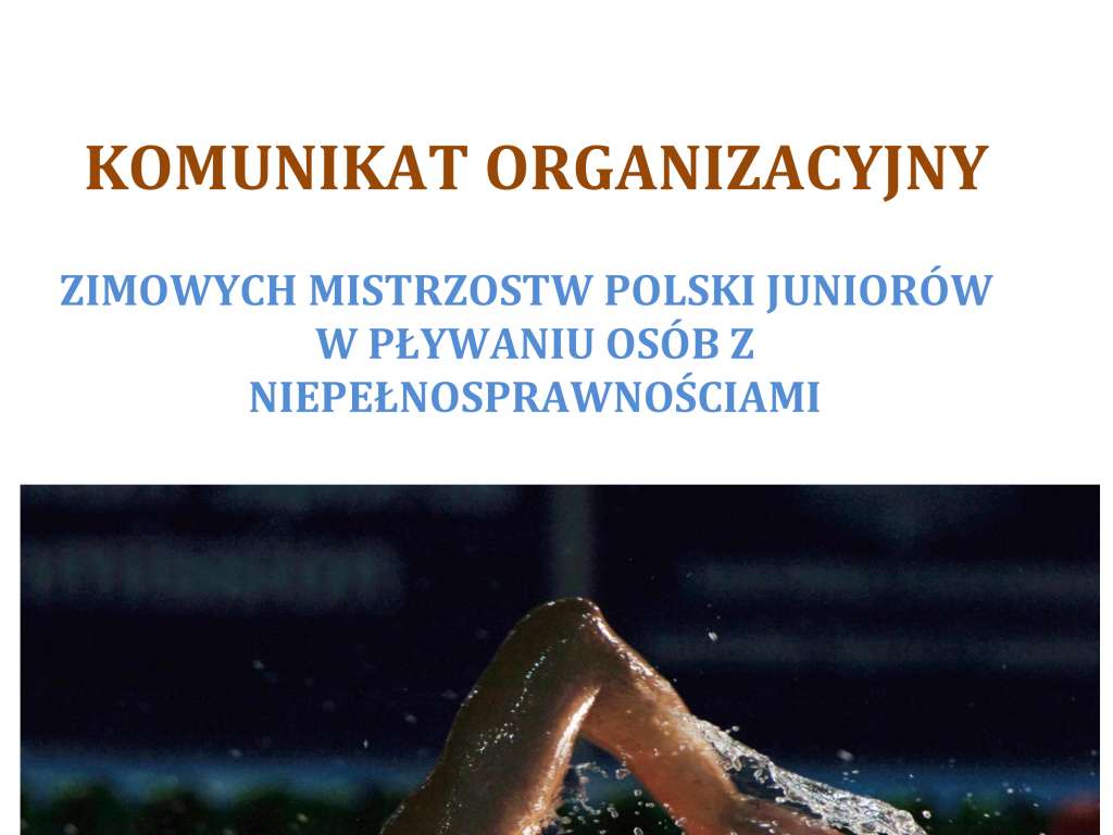 Zimowe Mistrzostwa Polski Juniorów w Pływaniu Osób Niepełnosprawnych