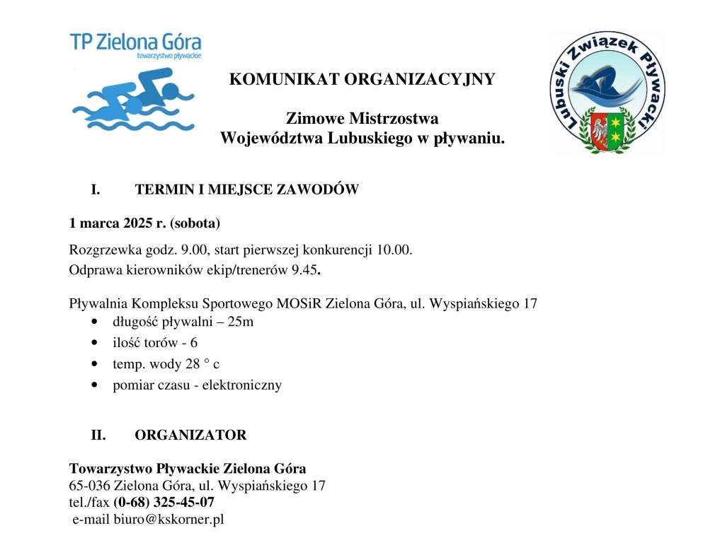 Zimowe Mistrzostwa Województwa Lubuskiego w pływaniu