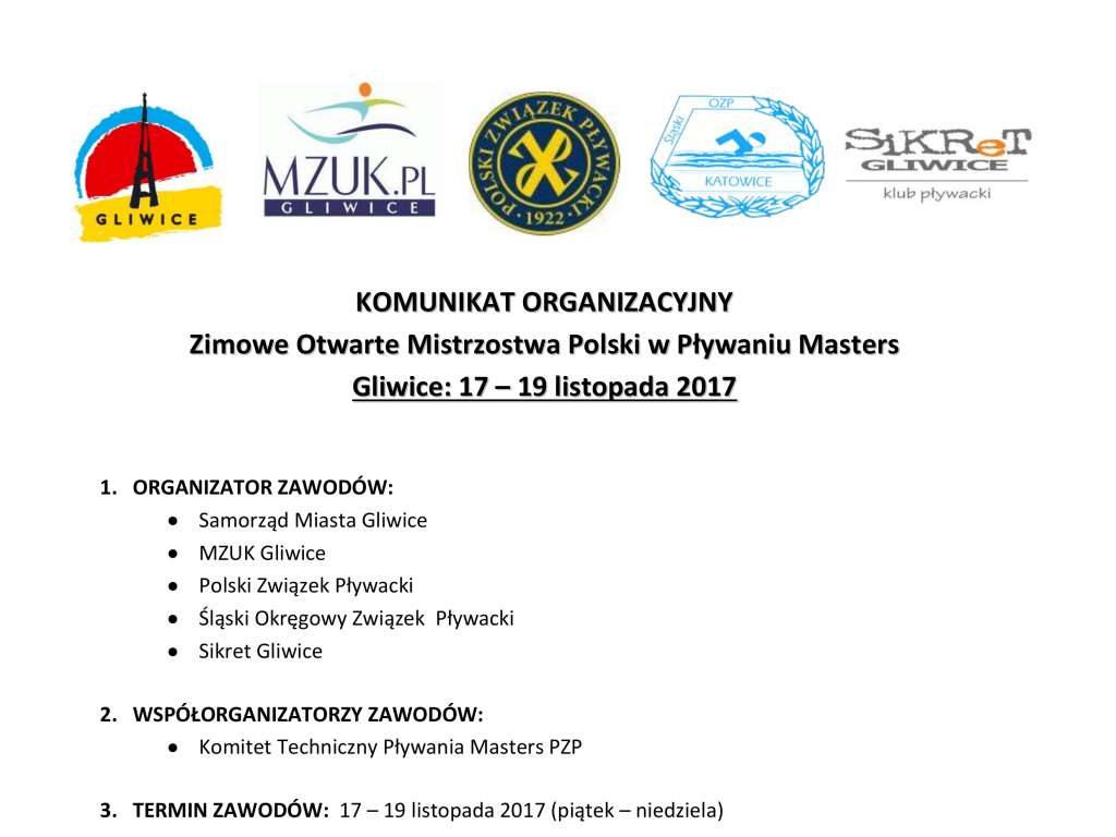Zimowe Otwarte Mistrzostwa Polski w Pływaniu MASTERS